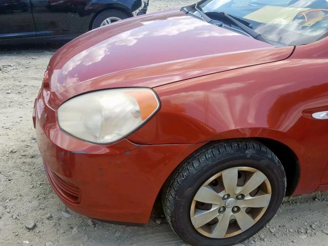 KMHCM36C18U057943 - 2008 HYUNDAI ACCENT GS ORANGE photo 9