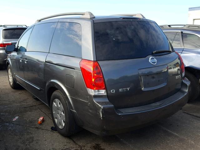 5N1BV28U66N107400 - 2006 NISSAN QUEST S GRAY photo 3