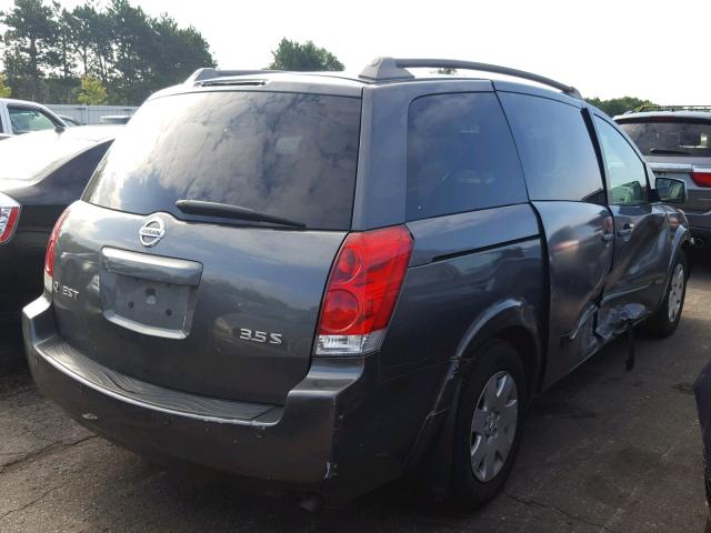 5N1BV28U66N107400 - 2006 NISSAN QUEST S GRAY photo 4