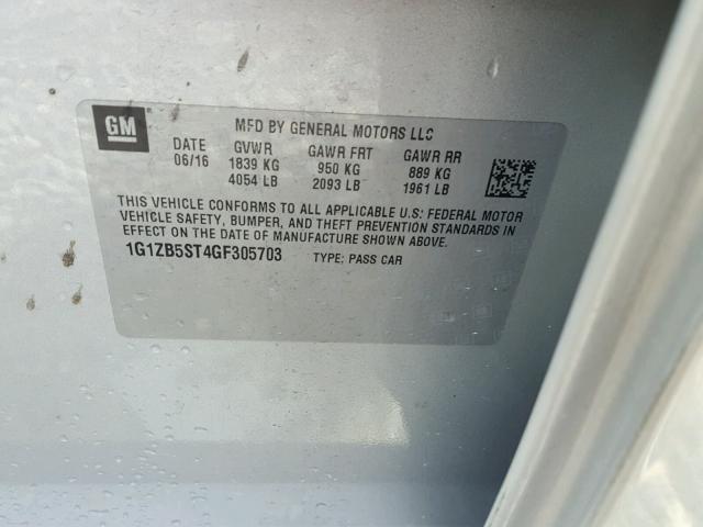 1G1ZB5ST4GF305703 - 2016 CHEVROLET MALIBU LS SILVER photo 10