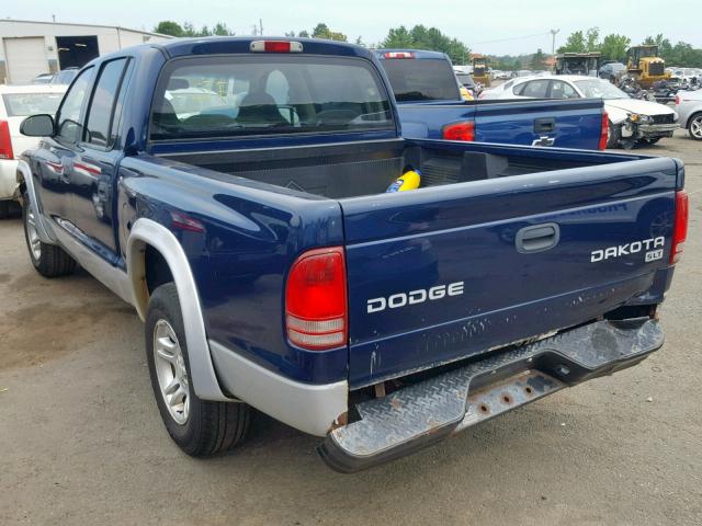 1D7HL48K04S713049 - 2004 DODGE DAKOTA QUA BLUE photo 3