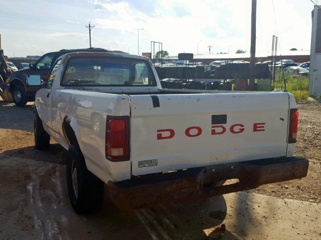 1B7GG26X8MS292081 - 1991 DODGE DAKOTA WHITE photo 3