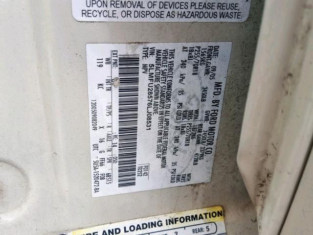 5LMFU28576LJ08531 - 2006 LINCOLN NAVIGATOR TAN photo 10