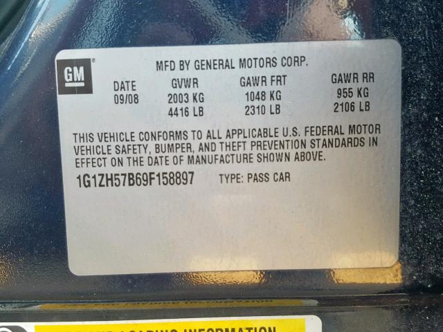 1G1ZH57B69F158897 - 2009 CHEVROLET MALIBU 1LT 蓝色 照片 10