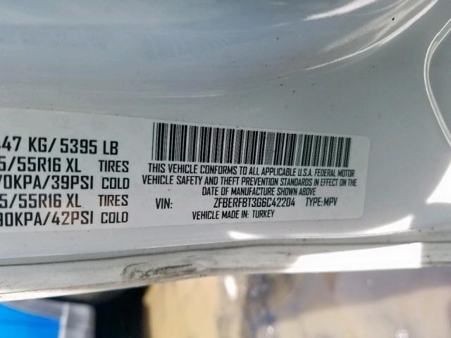 ZFBERFBT3G6C42204 - 2016 RAM PROMASTER 白色 照片 10