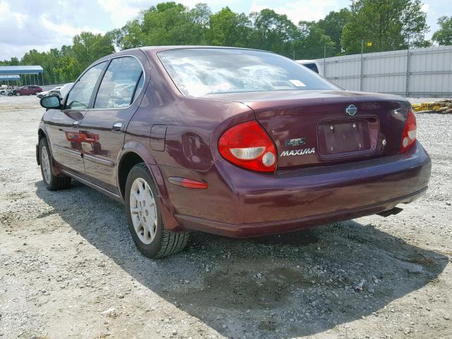 JN1CA31D11T836741 - 2001 NISSAN MAXIMA GXE BURGUNDY photo 3