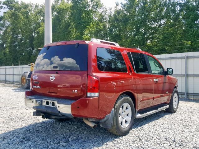 5N1AA08A85N712681 - 2005 NISSAN ARMADA SE RED photo 4