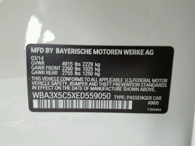 WBA3X5C5XED559050 - 2014 BMW 328 XIGT WHITE photo 10