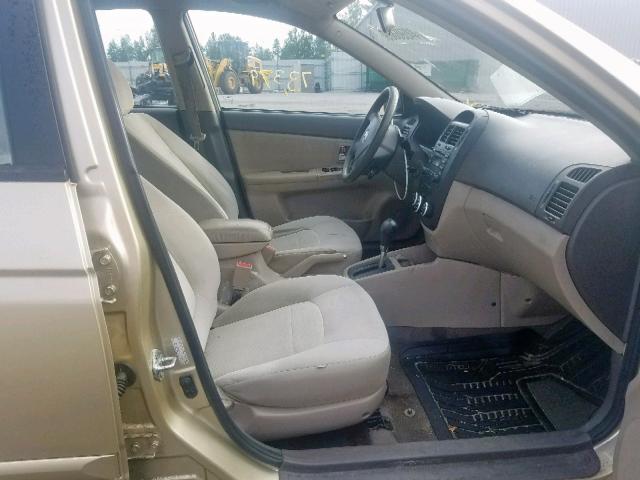 KNAFE222095652328 - 2009 KIA SPECTRA EX BEIGE photo 5