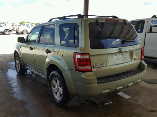 1FMCU49H78KA82600 - 2008 FORD ESCAPE HEV GREEN photo 3