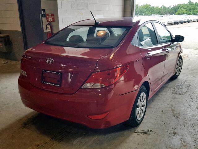 KMHCT4AE9GU039822 - 2016 HYUNDAI ACCENT SE RED photo 4