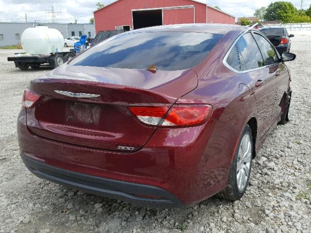 1C3CCCFB2GN114498 - 2016 CHRYSLER 200 LX RED photo 4