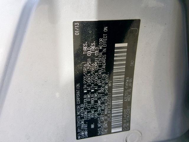 JTLZE4FE4DJ032117 - 2013 TOYOTA SCION XB 银色 照片 10