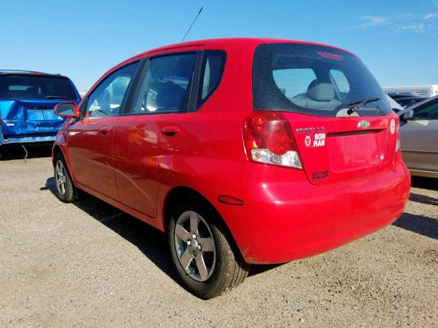 KL1TD62635B340882 - 2005 CHEVROLET AVEO BASE Қызыл фото 3