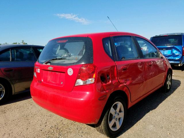KL1TD62635B340882 - 2005 CHEVROLET AVEO BASE Қызыл фото 4