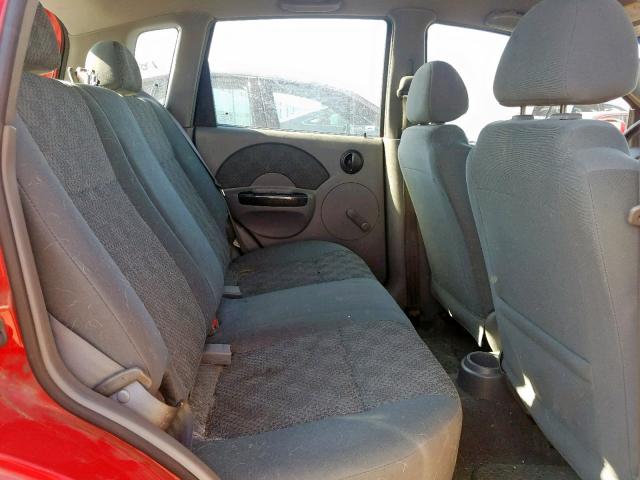 KL1TD62635B340882 - 2005 CHEVROLET AVEO BASE Қызыл фото 6