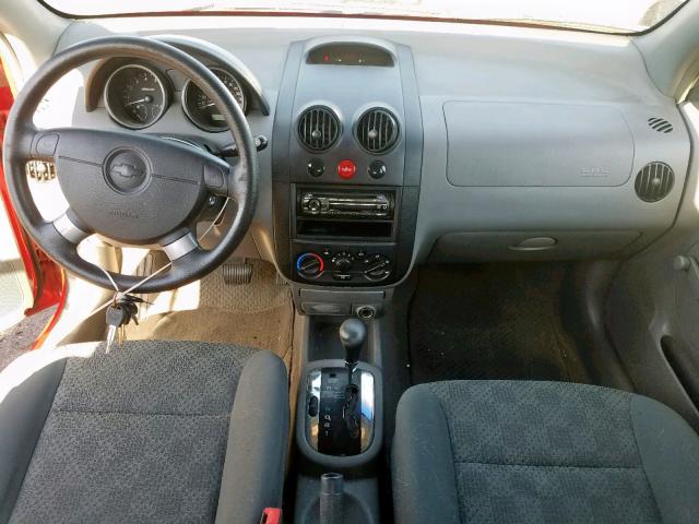 KL1TD62635B340882 - 2005 CHEVROLET AVEO BASE Қызыл фото 9