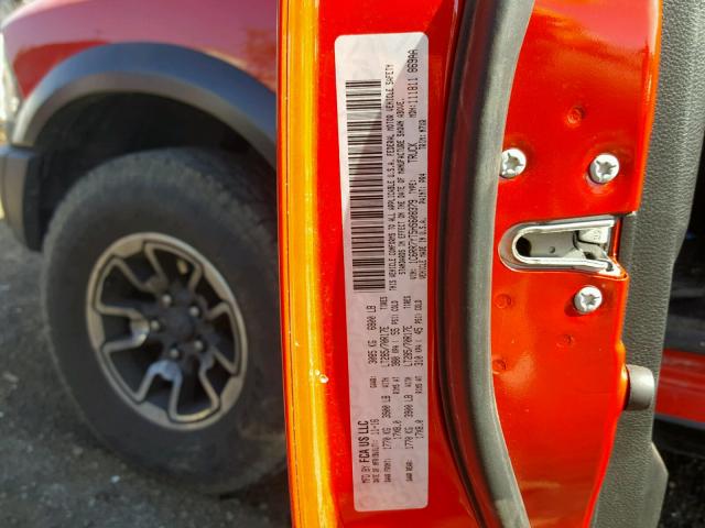 1C6RR7YT5HS608379 - 2017 RAM 1500 REBEL წითელი ფოტო 10