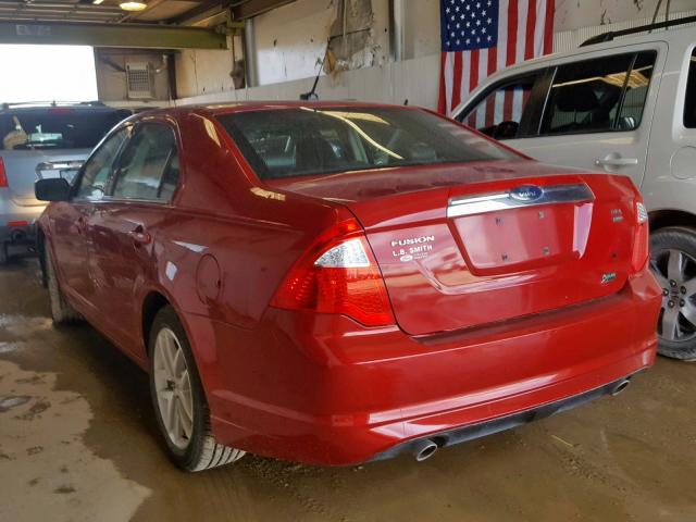 3FAHP0CG9AR133533 - 2010 FORD FUSION SEL MAROON photo 3