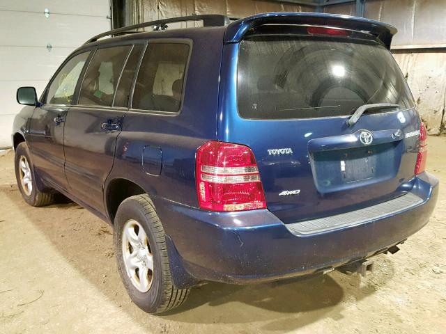 JTEHD21A810009102 - 2001 TOYOTA HIGHLANDER BLUE photo 3