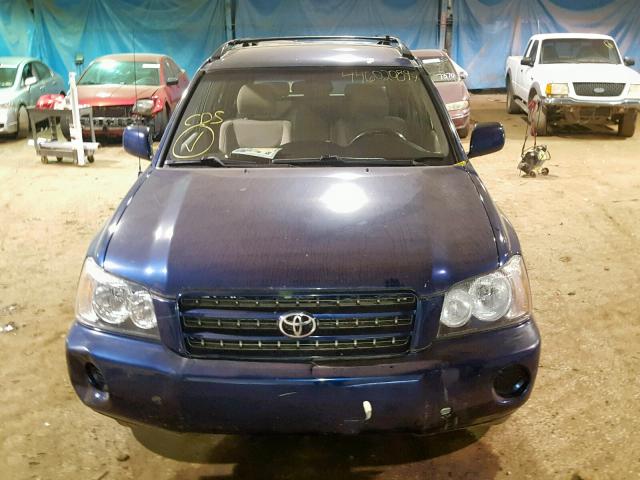 JTEHD21A810009102 - 2001 TOYOTA HIGHLANDER BLUE photo 9