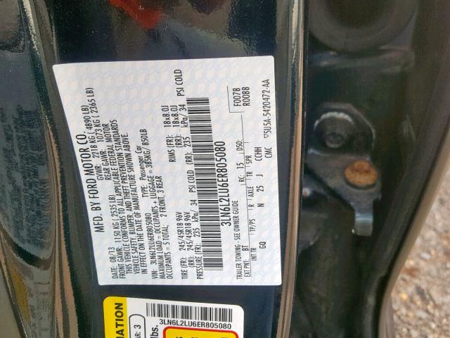 3LN6L2LU6ER805080 - 2014 LINCOLN MKZ HYBRID BLACK photo 10