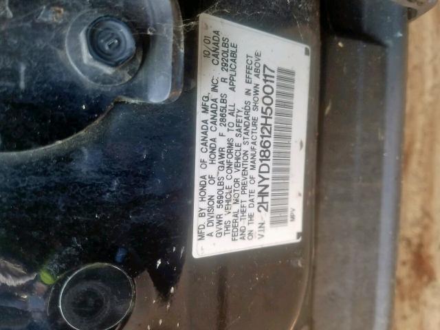 2HNYD18612H500117 - 2002 ACURA MDX TOURIN GRAY photo 10