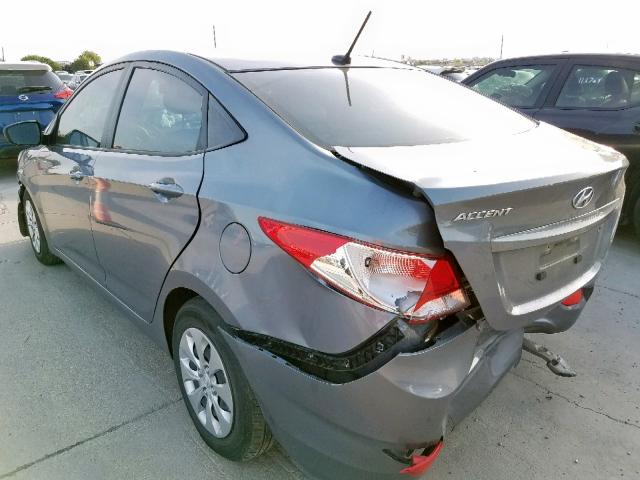 KMHCT4AE1GU094314 - 2016 HYUNDAI ACCENT SE GRAY photo 3