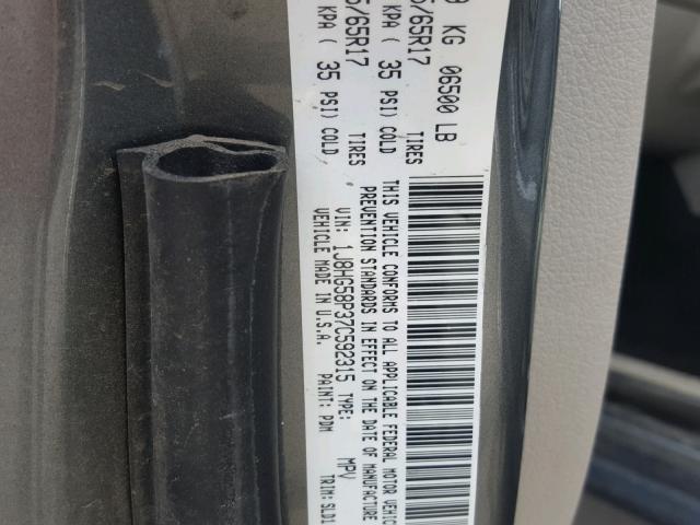 1J8HG58P37C592315 - 2007 JEEP COMMANDER SILVER photo 10