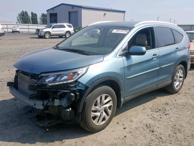 2HKRM4H79FH680593 - 2015 HONDA CR-V EXL BLUE photo 2