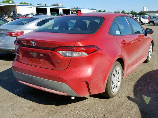 5YFEPRAE7LP015430 - 2020 TOYOTA COROLLA LE RED photo 4