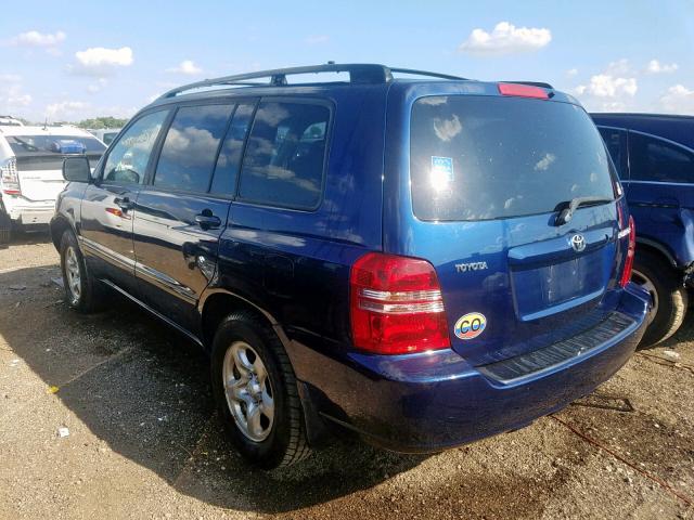 JTEGD21A430068811 - 2003 TOYOTA HIGHLANDER BLUE photo 3