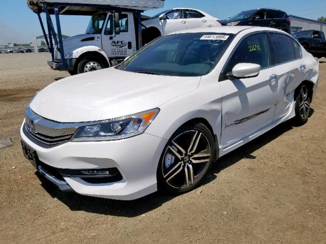 1HGCR2F54GA027869 - 2016 HONDA ACCORD SPO WHITE photo 2