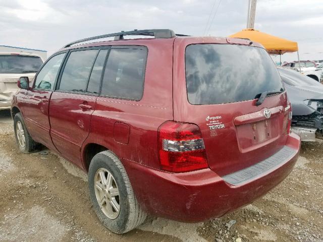 JTEDD21A540085007 - 2004 TOYOTA HIGHLANDER BURGUNDY photo 3