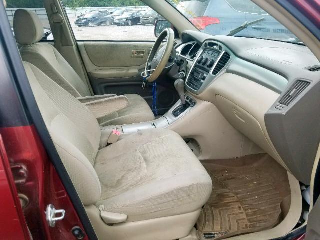 JTEDD21A540085007 - 2004 TOYOTA HIGHLANDER BURGUNDY photo 5