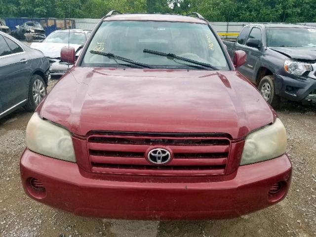 JTEDD21A540085007 - 2004 TOYOTA HIGHLANDER BURGUNDY photo 9