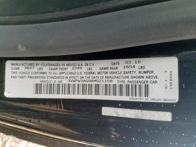 3VWPW3AG9AM021158 - 2010 VOLKSWAGEN NEW BEETLE Schwarz Foto 10