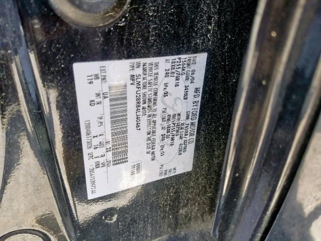 5LMFU28R84LJ40467 - 2004 LINCOLN NAVIGATOR BLACK photo 10