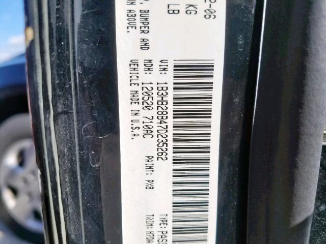 1B3HB28B47D235262 - 2007 DODGE CALIBER BLACK photo 10