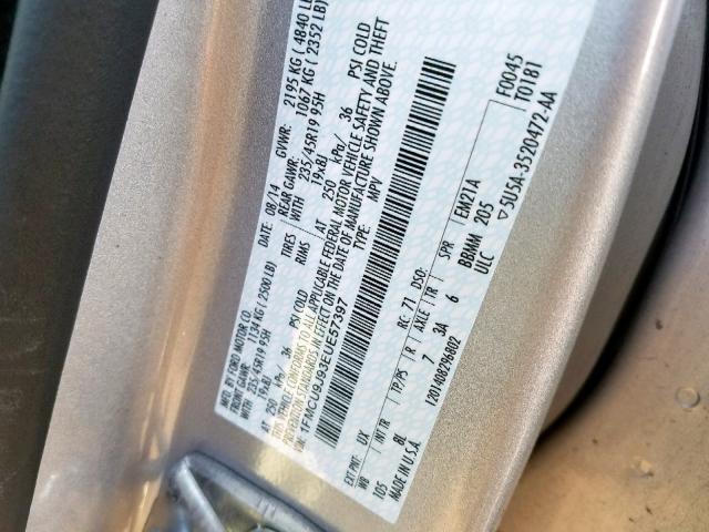 1FMCU9J93EUE57397 - 2014 FORD ESCAPE TIT SILVER photo 10