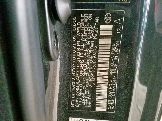 JTKDE167670168273 - 2007 TOYOTA SCION TC შავი ფოტო 10