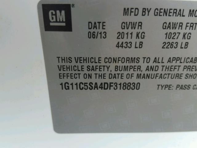 1G11C5SA4DF318830 - 2013 CHEVROLET MALIBU 1LT 白色 照片 10