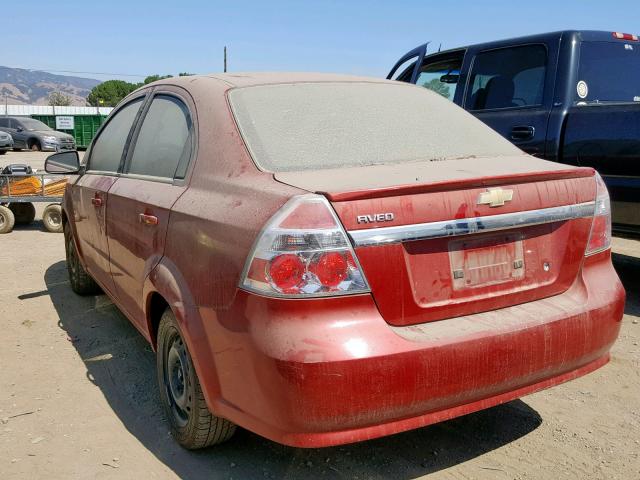 KL1TD5DE1AB125879 - 2010 CHEVROLET AVEO LS BURGUNDY photo 3