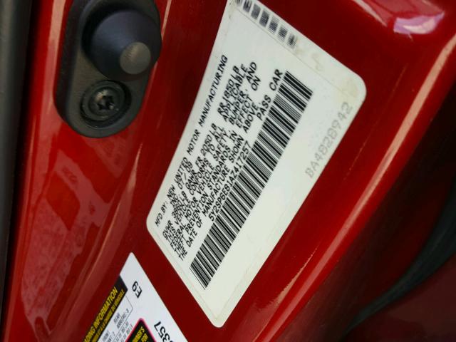 5Y2SP6E81AZ417257 - 2010 PONTIAC VIBE RED photo 10