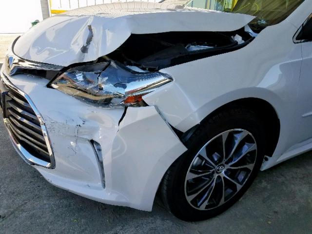 4T1BK1EB9HU261985 - 2017 TOYOTA AVALON XLE WHITE photo 9
