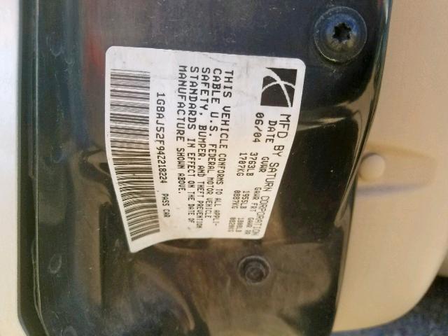 1G8AJ52F94Z218224 - 2004 SATURN ION LEVEL GOLD photo 10