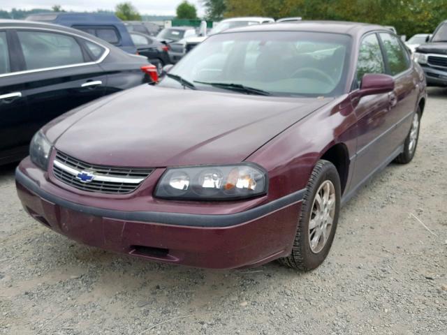 2G1WF52E649284835 - 2004 CHEVROLET IMPALA RED photo 2