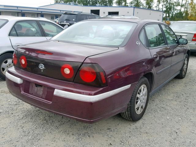 2G1WF52E649284835 - 2004 CHEVROLET IMPALA RED photo 4