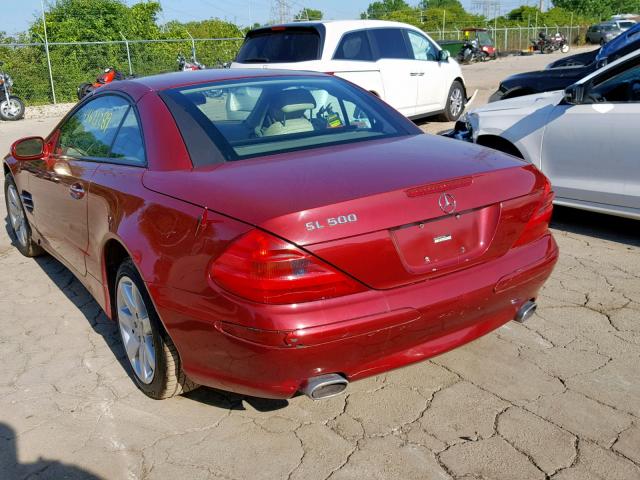 WDBSK75F03F016384 - 2003 MERCEDES-BENZ SL 500R BURGUNDY photo 3