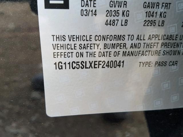 1G11C5SLXEF240041 - 2014 CHEVROLET MALIBU 1LT 黑色 照片 10